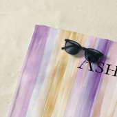 パープルクリームアイリスストライプ ビーチタオル (インサイチュ)