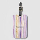 パープルクリームアイリスストライプ ラゲッジタグ (正面縦)