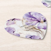 パープルクリームアイリスフラワーブライダルシャワー ペーパーコースター (アングル)