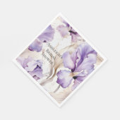 パープルクリームアイリスフローラブライダルシャワー スタンダードランチョンナプキン (角)