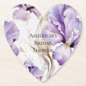 パープルクリームアイリスフローラブライダルシャワー ペーパーコースター (正面)