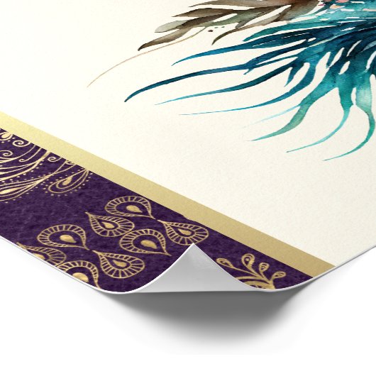 パープルクリームアナンド結婚カラジのウェルカムサイン ポスター (角)