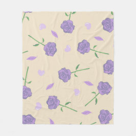 パープルクリームトロピカルボタニカル フリースブランケット