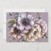 パープルクリームトープフローラ驚き50誕生日 招待状 (裏面)