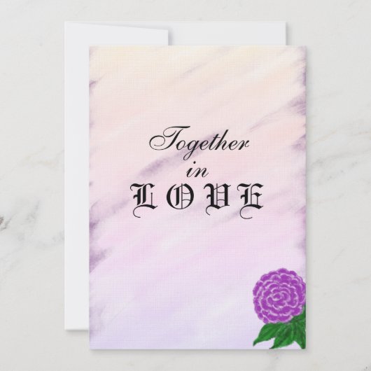 パープルクリームヴィンテージフローラ水結婚色 招待状 (裏面)