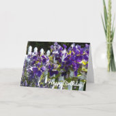 パープルクレマチスオンホワイトフェンスフローラ誕生日 カード (正面)