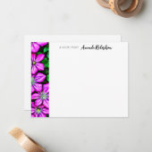 パープルクレマチスパインタリーフラットノートカード ノートカード (正面/裏面インサイチュ)