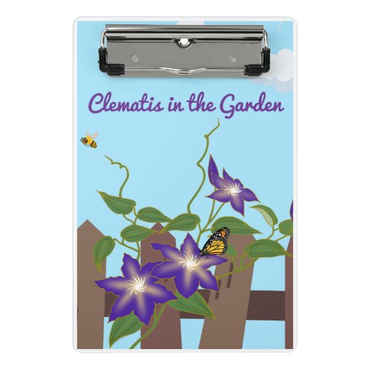パープルクレマティスつる植物インザガーデン ミニクリップボード (正面)