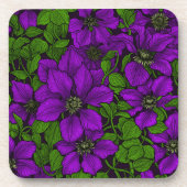 パープルクレマティスつる植物 コースター (正面)