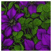 パープルクレマティスつる植物 ファブリック (クローズアップ)