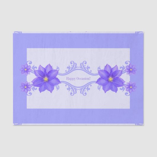 パープルクレマティスハッピー大事な行事ギフトティッシュペーパー 薄葉紙 (正面)