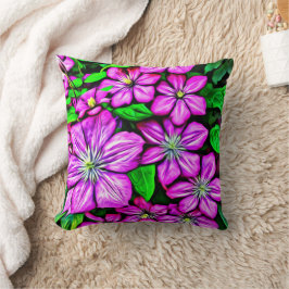 パープルクレマティス装飾用クッション クッション