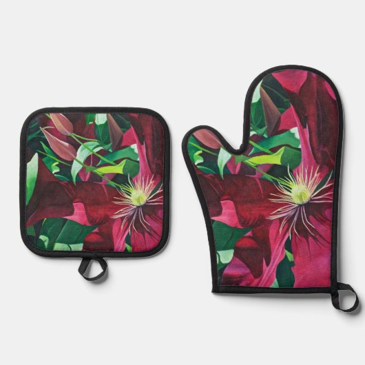 パープルクレマ絵を描ティス 鍋つかみ&鍋敷きセット (正面)