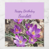 パープルクロカス誕生日 ワインラベル (シングルラベル)