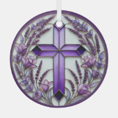 パープルクロスオーナメントサンキャッチャー ガラスオーナメント (正面)