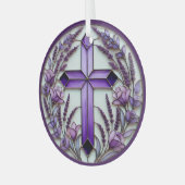 パープルクロスオーナメントサンキャッチャー ガラスオーナメント (正面左)