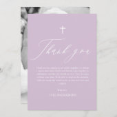 パープルクロスガール写真バプテスマサンキューカード 招待状 (正面/裏面)