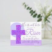 パープルクロスクリスチャンシンボルイースター招待状 ポストカード (スタンド正面)