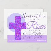 パープルクロスクリスチャンシンボルイースター招待状 ポストカード (正面/裏面)