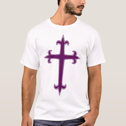 パープルクロス四旬節と待降節の献身的アート Tシャツ (正面)