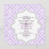パープルクロス白ダマスクバーラップ第1聖餐会 招待状 (正面/裏面)
