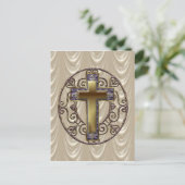 パープルクロス ラウンド ポストカード (スタンド正面)