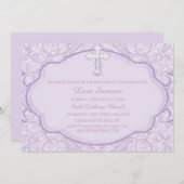 パープルクロス 洗礼 誕生の招待状 招待状 (正面/裏面)