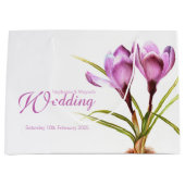 パープルクロッカス水彩画結婚像抱き枕 ラージペーパーバッグ (正面)