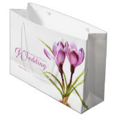 パープルクロッカス水彩画結婚像抱き枕 ラージペーパーバッグ (正面アングル)