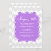 パープルクローバーシェブロン誕生日招待状 招待状 (正面/裏面)