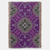 パープルクローバージオメトリックパターウィーヴンブランケット スローブランケット (正面縦)