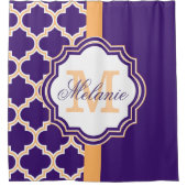 パープルクローバーモノグラム シャワーカーテン (正面)