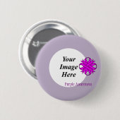 パープルクローバーリボンテンプレートバイケネス・ヨンチッチ 缶バッジ (正面&裏面)