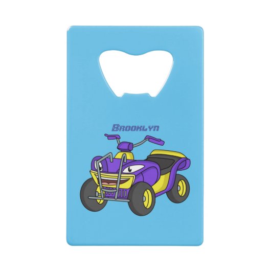 パープルクワッドバイクアニメイラストレーション クレジットカード栓抜き (正面)