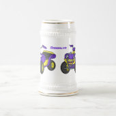 パープルクワッドバイクアニメイラストレーション ビールジョッキ (中央)