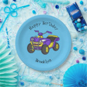 パープルクワッドバイクアニメイラストレーション ペーパープレート (パーティー)