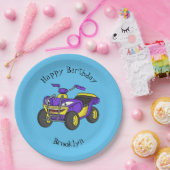 パープルクワッドバイクアニメイラストレーション ペーパープレート (パーティー)