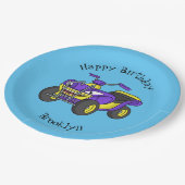 パープルクワッドバイクアニメイラストレーション ペーパープレート (アングル)