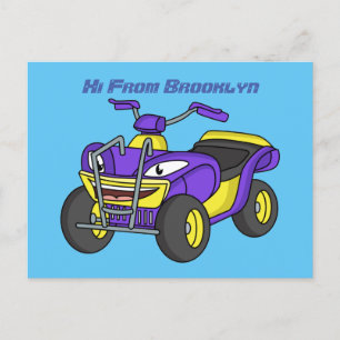 パープルクワッドバイクアニメイラストレーション ポストカード