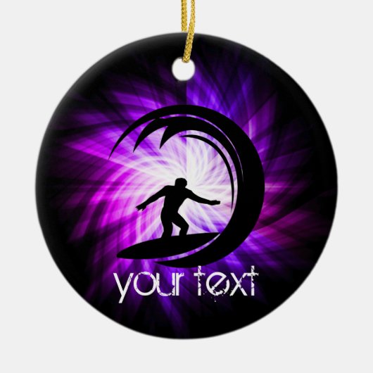 パープルクールサーフィン セラミックオーナメント (正面)