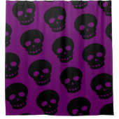 パープルクールブラックゴシックスカル装飾品 シャワーカーテン (正面)