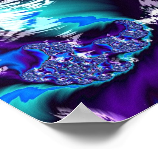 パープルクールブルートリップ(幻覚体験)のようなスパイキーピンホイールフラクタル ポスター (角)