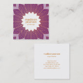 パープルクールロータスマンダラフラワーヨガ先生 スクエア名刺 (正面/裏面)