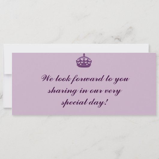 パープルク王室のロウボードパス結婚式招待状 招待状 (裏面)