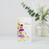 パープルグカラフルリーンフローラデコ葉自然 名刺 (スタンド正面)