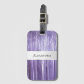 パープルグガーリーラムグリティージーティンセルストライプズ ラゲッジタグ (正面縦)
