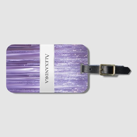 パープルグガーリーラムグリティージーティンセルストライプズ ラゲッジタグ (正面横)