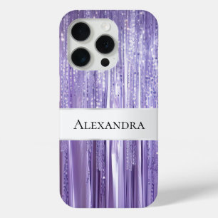 パープルグガーリーラムグリティージーティンセルストライプズ iPhone 15 PROケース
