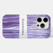 パープルグガーリーラムグリティージーティンセルストライプズ Case-Mate iPhoneケース (裏面 (横))