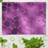 パープルググラデーションラムグリッターキリン模様 キッチンタオル (折り畳み)